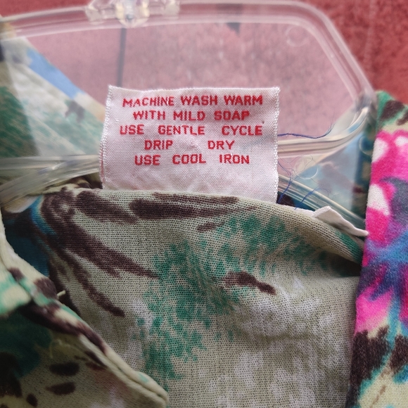 Vintage Trousers Up Floral Button Down Shirt Long Sleeve Sz 9 Small - Picture 9 of 9